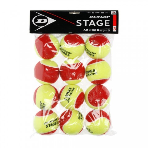Seau Balles Dunlop Tennis Stage 3 Rouge x12 19086