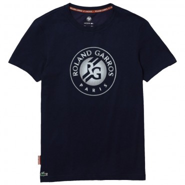 T-Shirt Lacoste TH0970 Roland Garros Homme Bleu Marine/Blanc