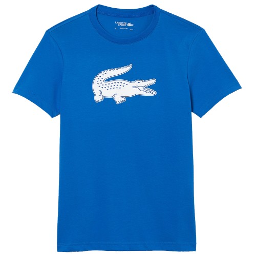 Tee-shirt Lacoste TH2042 Crocodile 3D Bleu/Blanc 20803