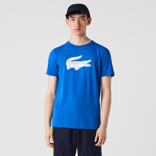 Tee-shirt Lacoste TH2042 Crocodile 3D Bleu/Blanc 20804