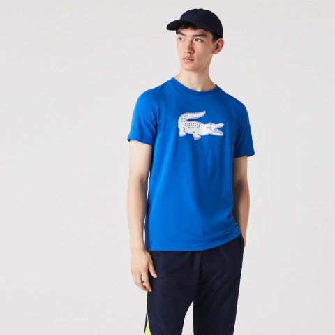 Tee-shirt Lacoste TH2042 Crocodile 3D Bleu/Blanc 20806