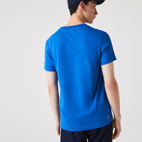 Tee-shirt Lacoste TH2042 Crocodile 3D Bleu/Blanc 20807