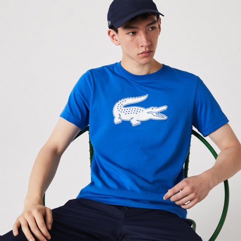 Tee-shirt Lacoste TH2042 Crocodile 3D Bleu/Blanc 20808