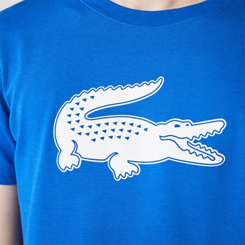 Tee-shirt Lacoste TH2042 Crocodile 3D Bleu/Blanc 20809