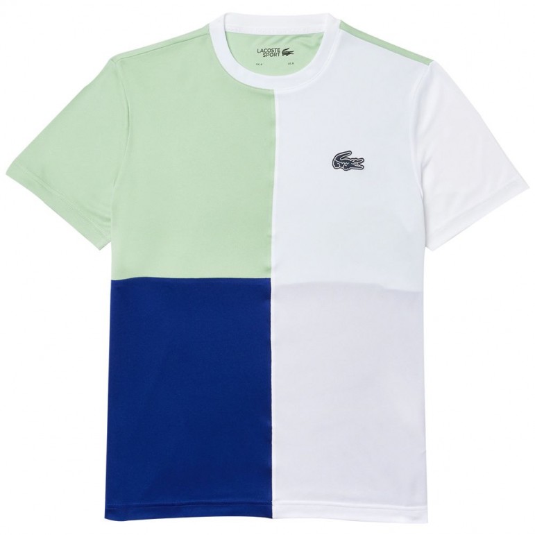 Tee-Shirt Lacoste TH0849 Homme Blanc/Vert/Bleu