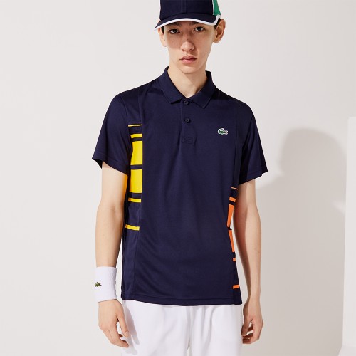 Polo Lacoste DH0866 Homme Bleu/Jaune/Orange 20977