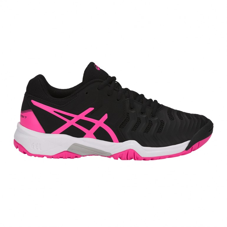 Chaussures Asics Tennis Gel Resolution 7 GS Toutes Surfaces Junior Noir/Rose