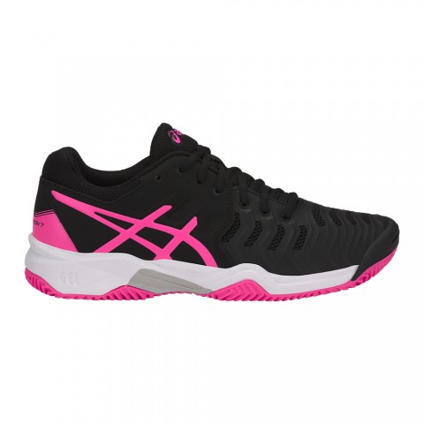 Chaussures Asics Tennis Gel Resolution 7 GS Terre Battue Junior Noir/Rose