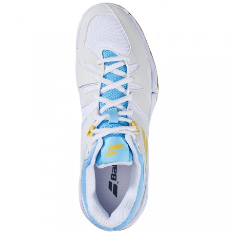 Chaussures Badminton Babolat Shadow Spirit Femme Blanc/Bleu/Jaune 21526