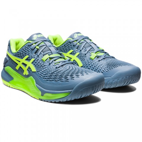 Chaussures Asics Gel Resolution 9 Homme Bleu/Vert - Sports Raquettes