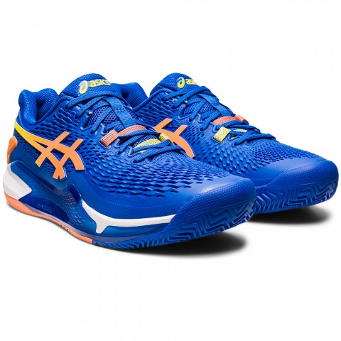 Chaussures Tennis Asics Gel Resolution 9 Terre Battue Homme Bleu/Orange 21712