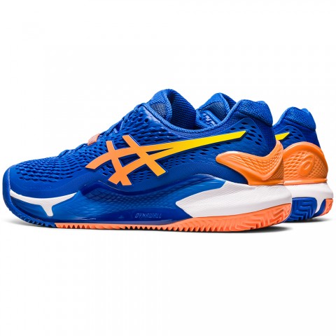 Chaussures Tennis Asics Gel Resolution 9 Terre Battue Homme Bleu/Orange 21713