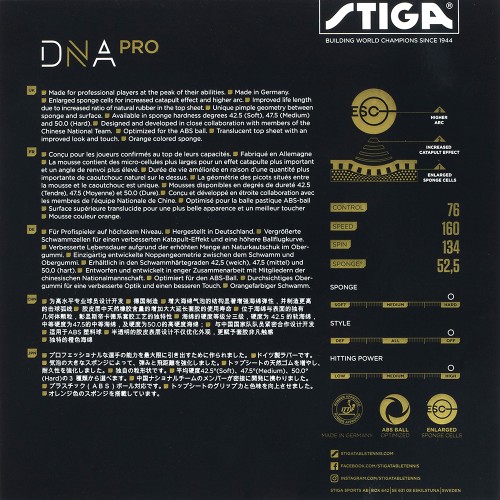 Revêtement Stiga DNA Pro H Noir 22488