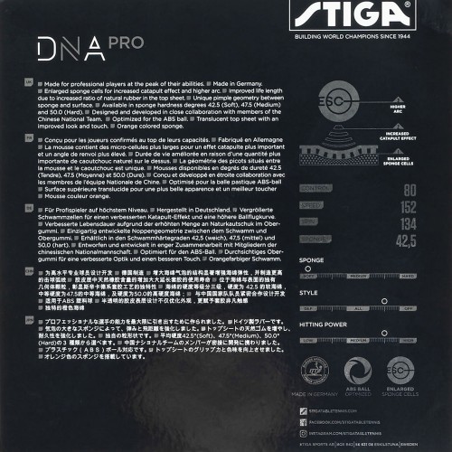 Revêtement Stiga DNA Pro S Noir 22554