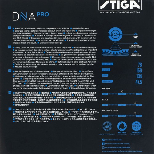Revêtement Stiga DNA Pro M Noir 22561