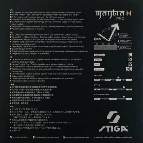 Revêtement Stiga Mantra Pro H Noir 22579