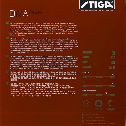 Revêtement Stiga DNA Dragon Grip Rouge 23367