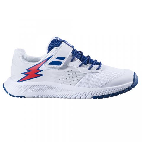 Chaussures Tennis Babolat Pulsion Toutes Surfaces Kid Blanc/Bleu Marine 23819