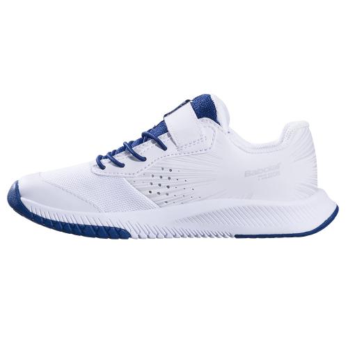 Chaussures Tennis Babolat Pulsion Toutes Surfaces Kid Blanc/Bleu Marine 23820