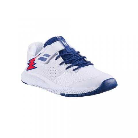 Chaussures Tennis Babolat Pulsion Toutes Surfaces Kid Blanc/Bleu Marine 23822