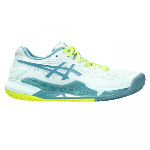 Chaussures Tennis Asics Gel Resolution 9 Terre Battue Femme Blanc/Bleu/Jaune 23999