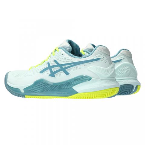 Chaussures Tennis Asics Gel Resolution 9 Terre Battue Femme Blanc/Bleu/Jaune 24003