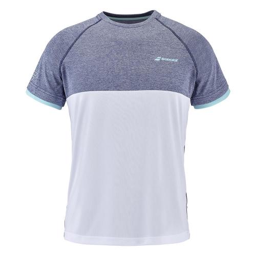 Tee-shirt Babolat Play Garçon Blanc/Bleu 24212