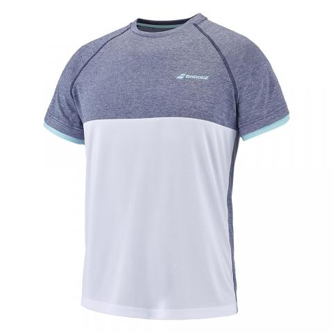 Tee-shirt Babolat Play Garçon Blanc/Bleu 24213