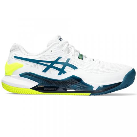 Chaussures Tennis Asics Gel Resolution 9 Terre Battue Homme Blanc/Bleu