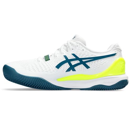 Chaussures Tennis Asics Gel Resolution 9 Terre Battue Homme Blanc/Bleu