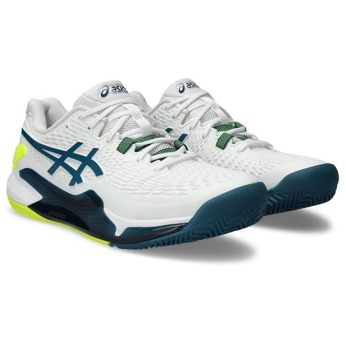 Chaussures Tennis Asics Gel Resolution 9 Terre Battue Homme Blanc/Bleu