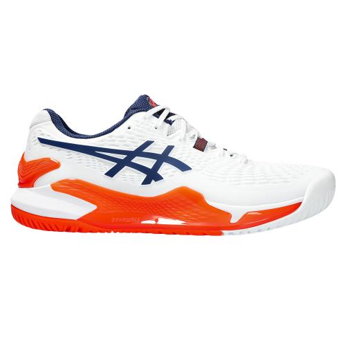 Chaussures Tennis Asics Gel Resolution 9 Toutes Surfaces Homme Blanc/Bleu/Orange