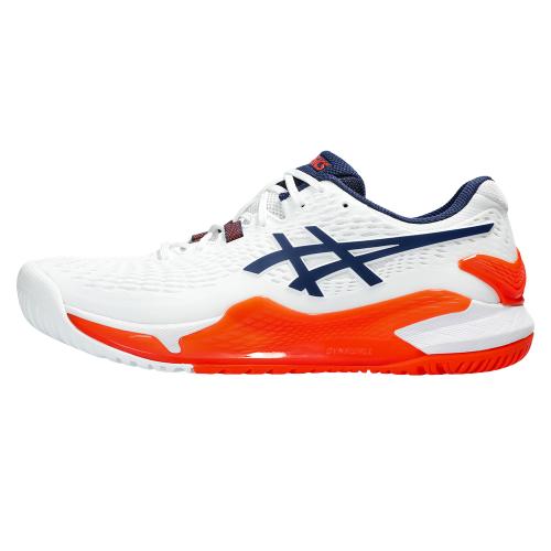 Chaussures Tennis Asics Gel Resolution 9 Toutes Surfaces Homme Blanc/Bleu/Orange