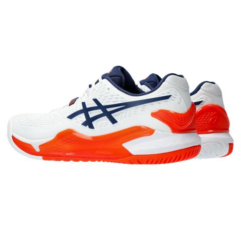 Chaussures Tennis Asics Gel Resolution 9 Toutes Surfaces Homme Blanc/Bleu/Orange