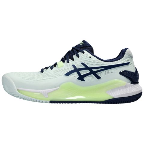 Chaussures Tennis Asics Gel Resolution 9 Terre Battue Femme Vert Pâle/Bleu