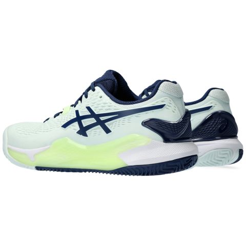 Chaussures Tennis Asics Gel Resolution 9 Terre Battue Femme Vert Pâle/Bleu