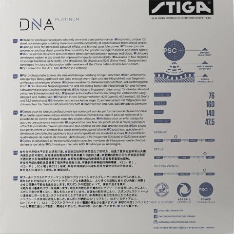 Revêtement Stiga DNA Platinium M Noir