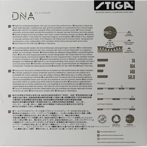 Revêtement Stiga DNA Platinium H Noir