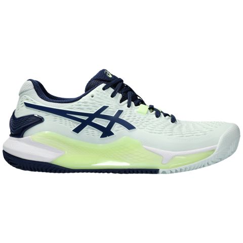 Chaussures Tennis Asics Gel Resolution 9 Terre Battue Femme Vert Pâle/Bleu