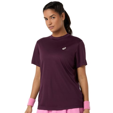 Tee-shirt Asics Court SS Top Femme Bordeau