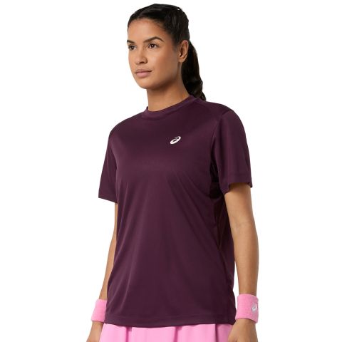 Tee-shirt Asics Court SS Top Femme Bordeau