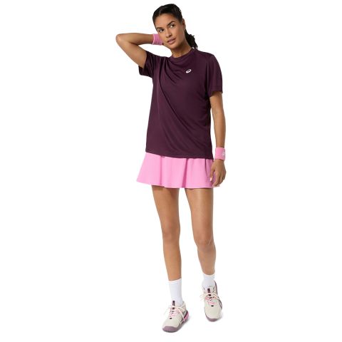 Tee-shirt Asics Court SS Top Femme Bordeau