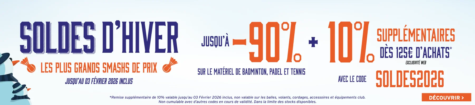 Soldes 2026 Tennis